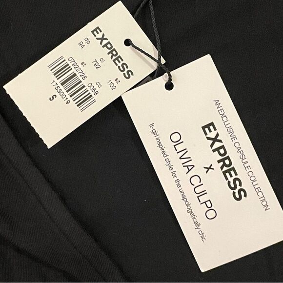 NWT Express Olivia Culpo Bodycon Ruched Long Sleeve Mini Dress Black Size Small - Picture 9 of 11